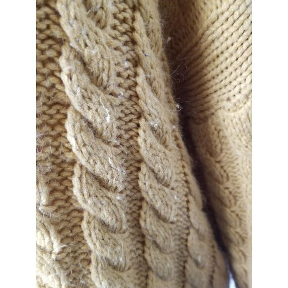 ces femme Sweater size small chunky cable knit mustard mango fuzzy turtle neck - Picture 6 of 14